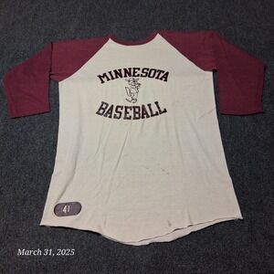 VTG Minnesota Gophers Baseball Shirt BANTAMS Large 70s‎ Single Stitch 3/4 Sleeve